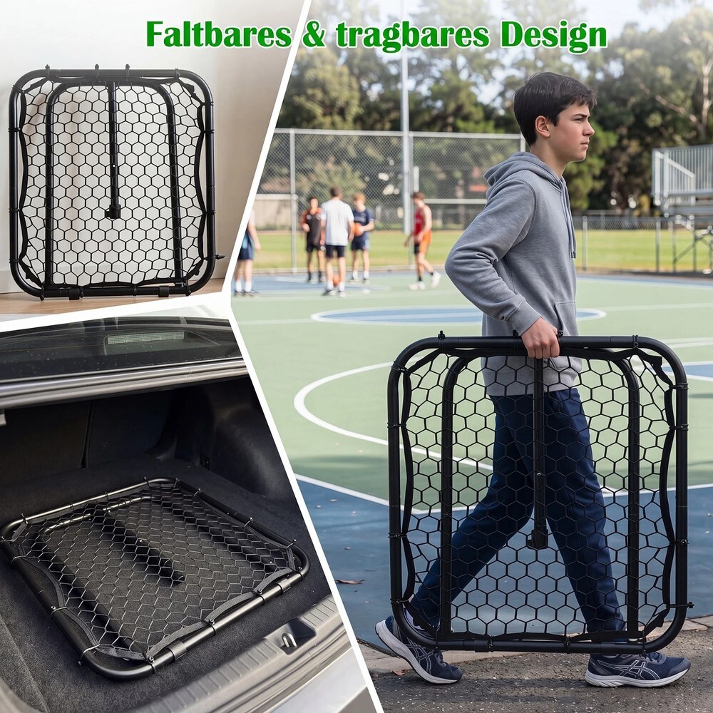 Fotbollsrebounder 85x85cm med 5 vinkellägen / Returvägg för fotboll / Träningsnät