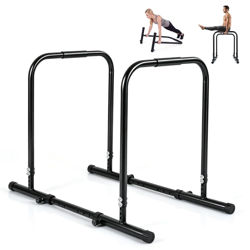 Justerbar dipstasjon, maks. 300 kg – Svart / Parallellstativ for trening / Dipstativ
