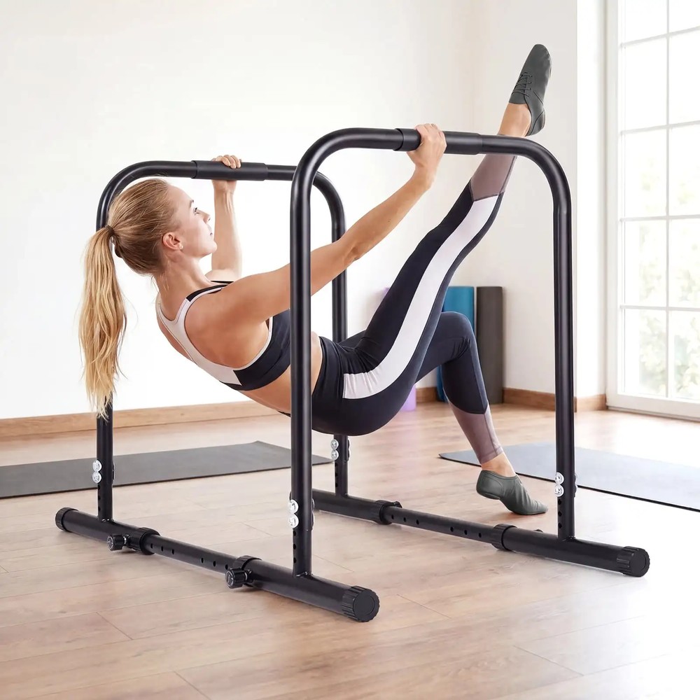 Justerbar dipstasjon, maks. 300 kg – Svart / Parallellstativ for trening / Dipstativ