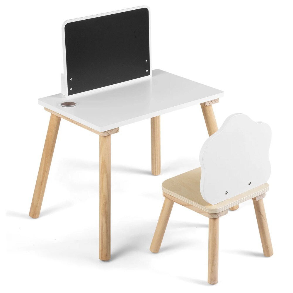 Bord och stol för småbarn med svart tavla / Barnskrivbord med stol / Ritbord för barn