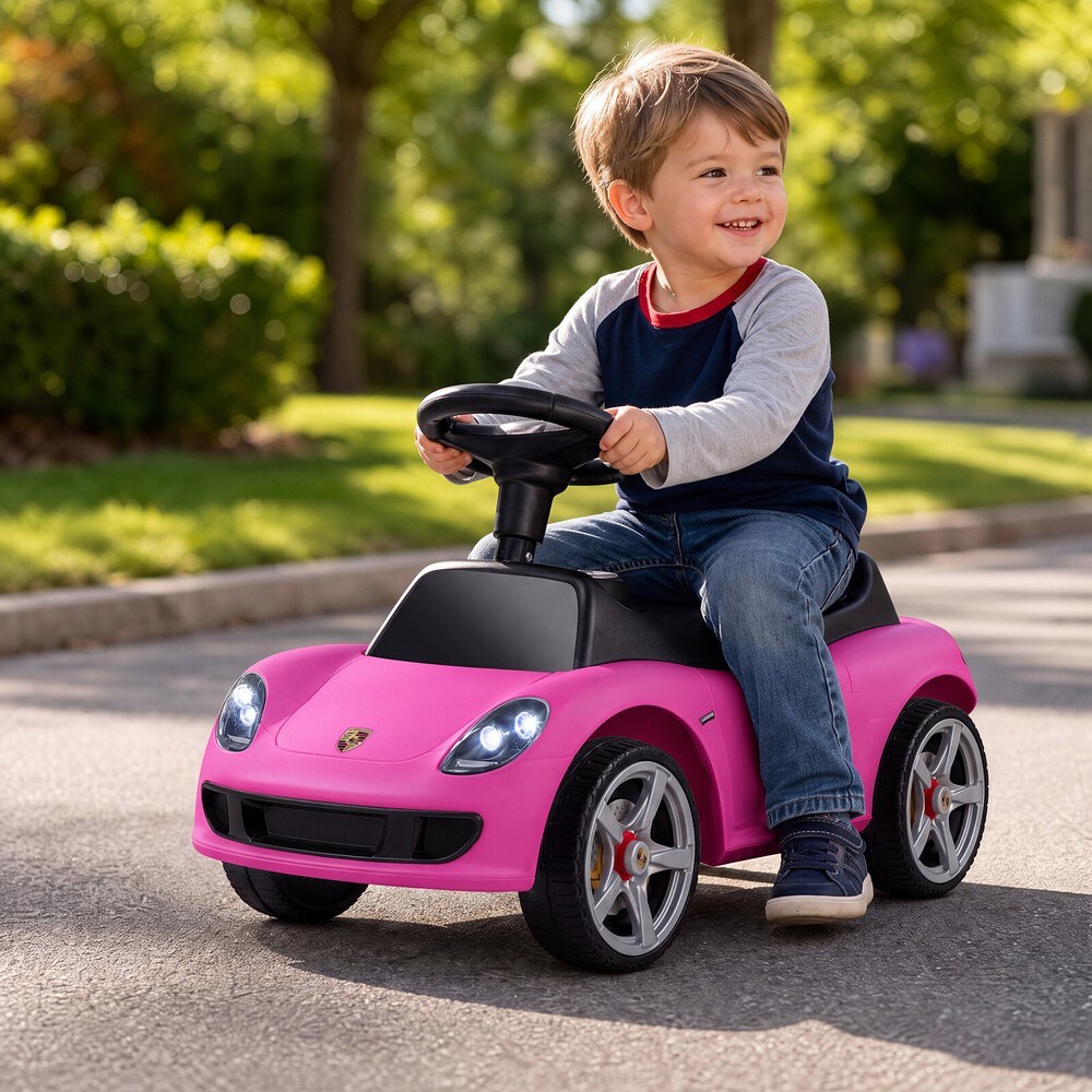 Sparkbil för barn Porsche med tuta och ljud - Rosa / Åkbil / Fotdriven sittbil