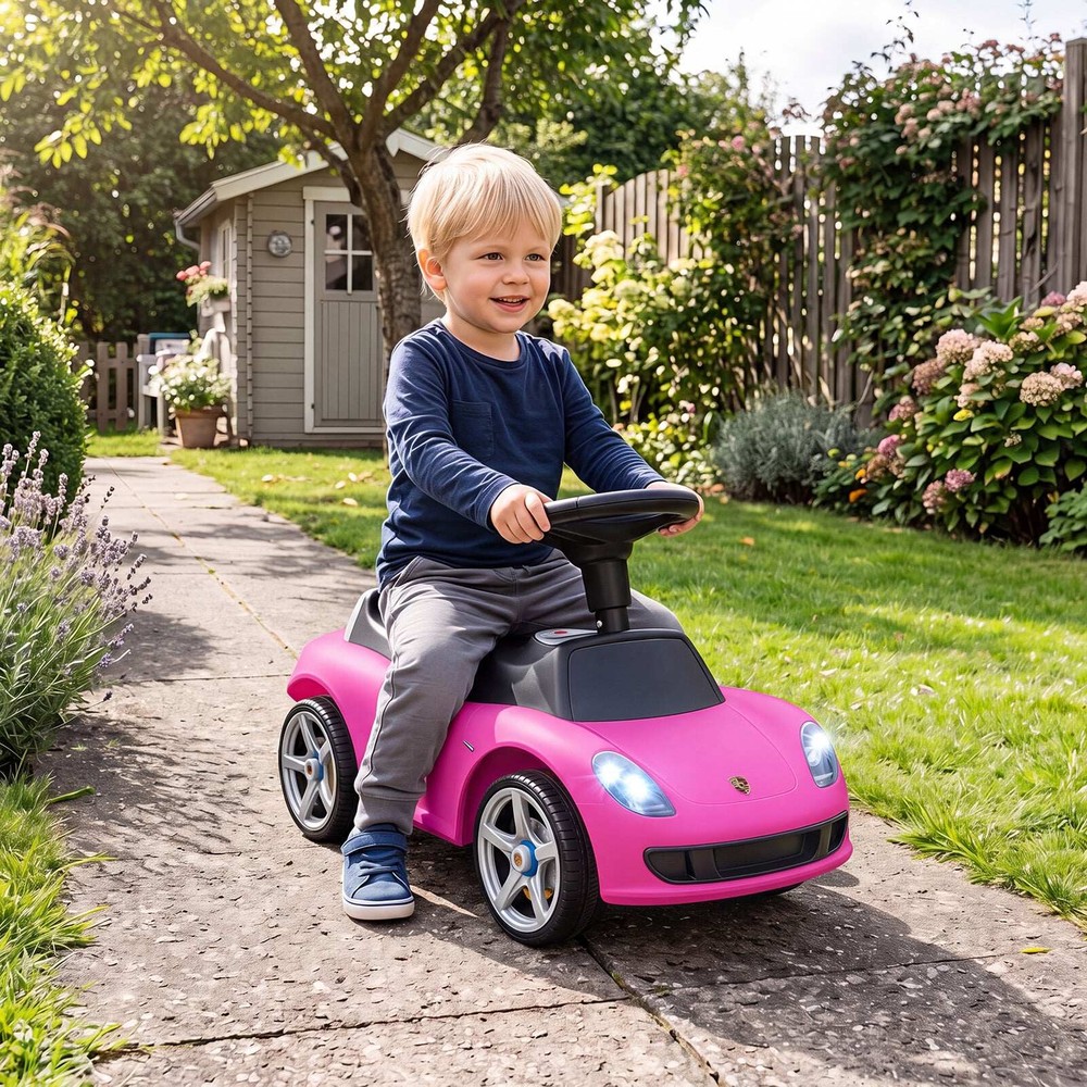 Sparkbil för barn Porsche med tuta och ljud - Rosa / Åkbil / Fotdriven sittbil