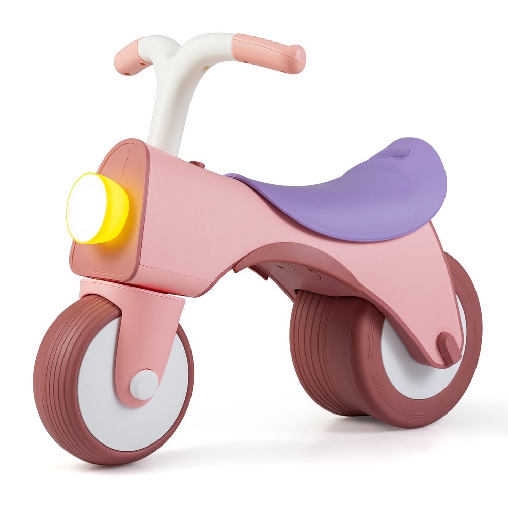 Springcykel för barn med lampor - Rosa / Balanscykel med musik / Pedallös barncykel