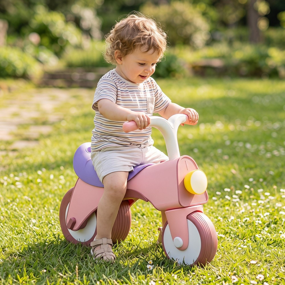 Springcykel för barn med lampor - Rosa / Balanscykel med musik / Pedallös barncykel