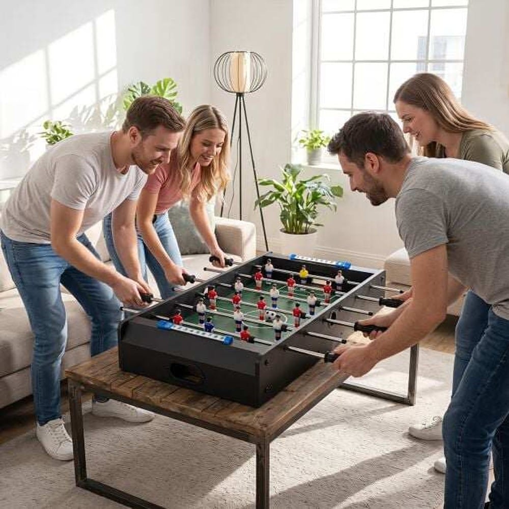Bordsfotboll 109x36x33cm - Svart / Hopfällbart fotbollsbord / Fotbollsspel med stänger