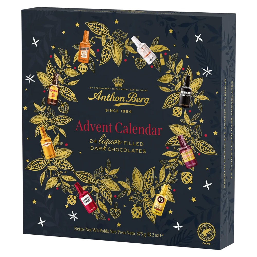 Anthon Berg Liqueurs RA Julkalender, 375 g / Julkalender med likörchoklad / Pralinkalender
