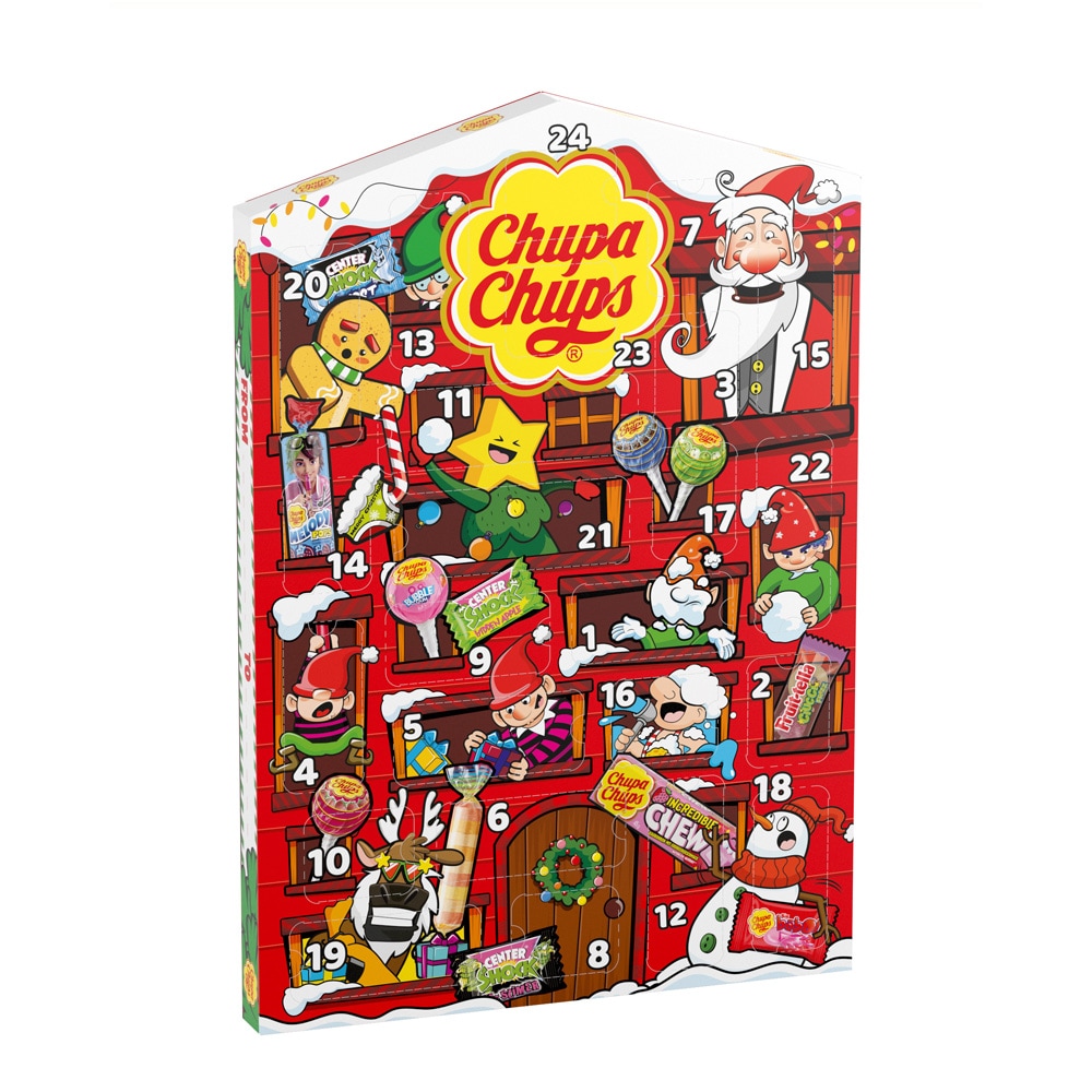 Chupa Chups Adventskalender 225 g / Godiskalender / Julkalender med klubbor och tuggummi