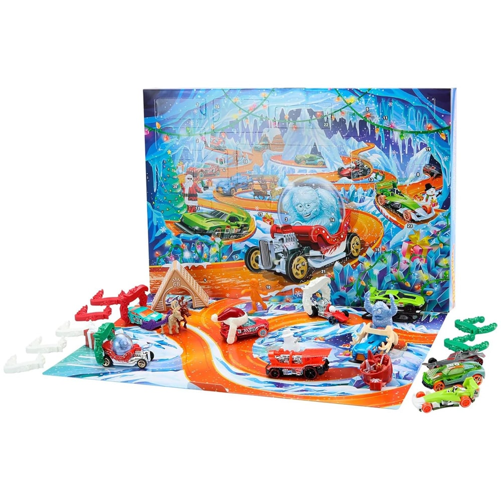 Hot Wheels Adventskalender 2026 / Bilkalender med leksaksbilar / Hot Wheels julkalender