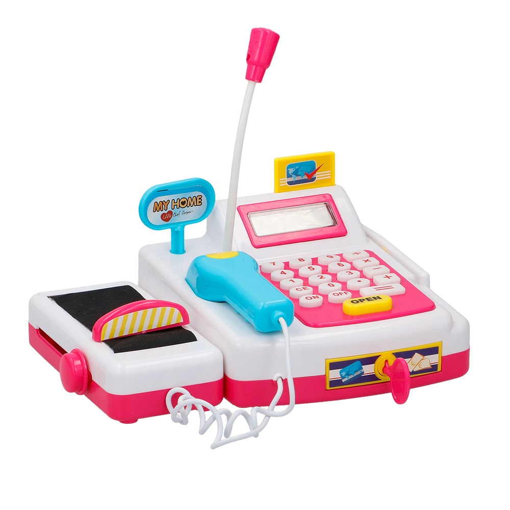 Leksakskassa Eddy Toys 24 delar / kassaapparat med scanner ljus och ljud / butiksspel