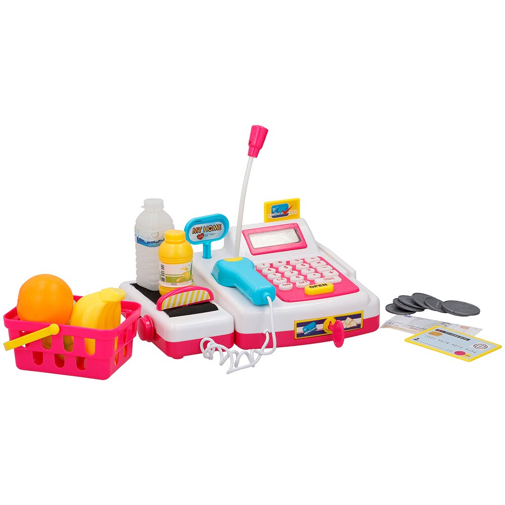 Leksakskassa Eddy Toys 24 delar / kassaapparat med scanner ljus och ljud / butiksspel