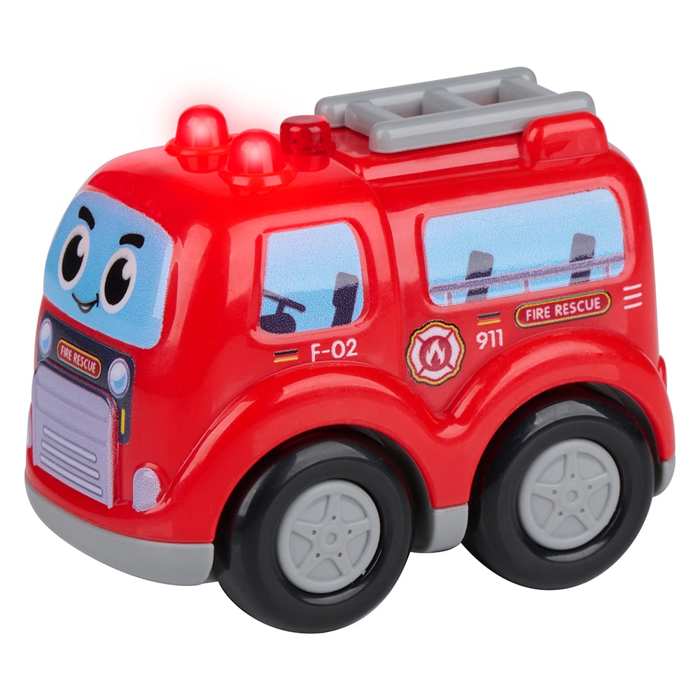 Leksaksbilar Eddy Toys 3 st / polisbil brandbil och dumper med ljus och ljud