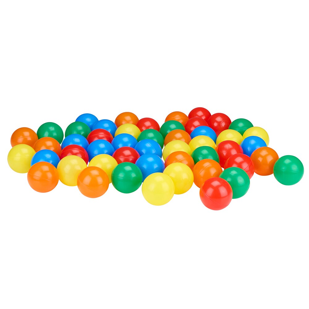 50 st bollar till bollhav Ø6 cm Eddy Toys / färgglada lekbollar med förvaringsnät / bollhavsbollar