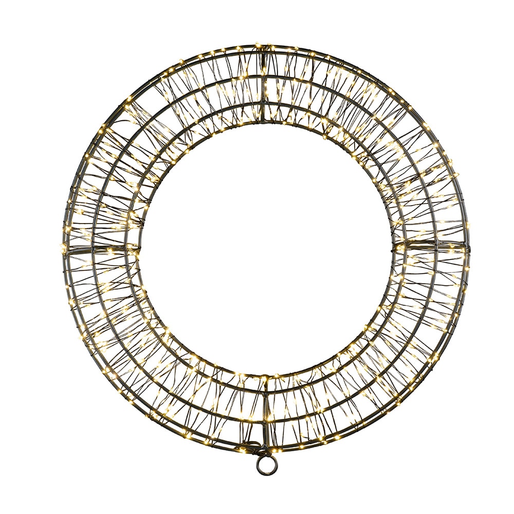 Julkrans med LED-belysning Ø38 cm / dekorativ metallkrans med 480 LED och timer – Svart