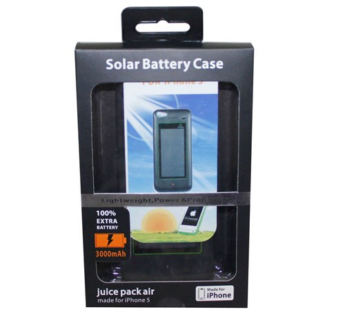iPhone 5 skal med inbyggd solenergiladdare + 3000mah batteri