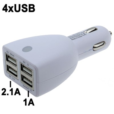 Billaddare till Tablets & Mobil - 4-Ports USB-uttag