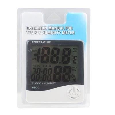 Termometer inomhus / utomhus 3,8" LCD med klocka & Kalender