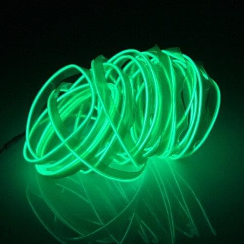 Neon Wire Flat för bil - 5m vattentät Grön färg