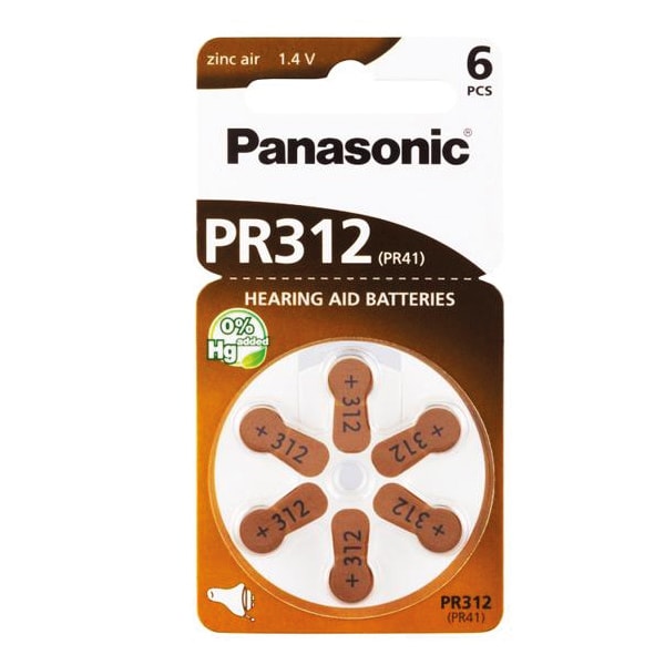 Panasonic Hörapparatbatteri PR312  6-pack