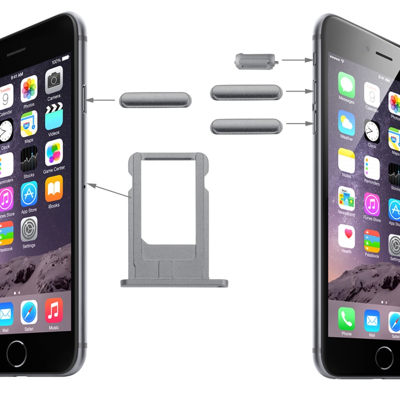 iPhone 6 Simkortshållare / Volymknappar / Strömknapp / Ljudlös - Grå