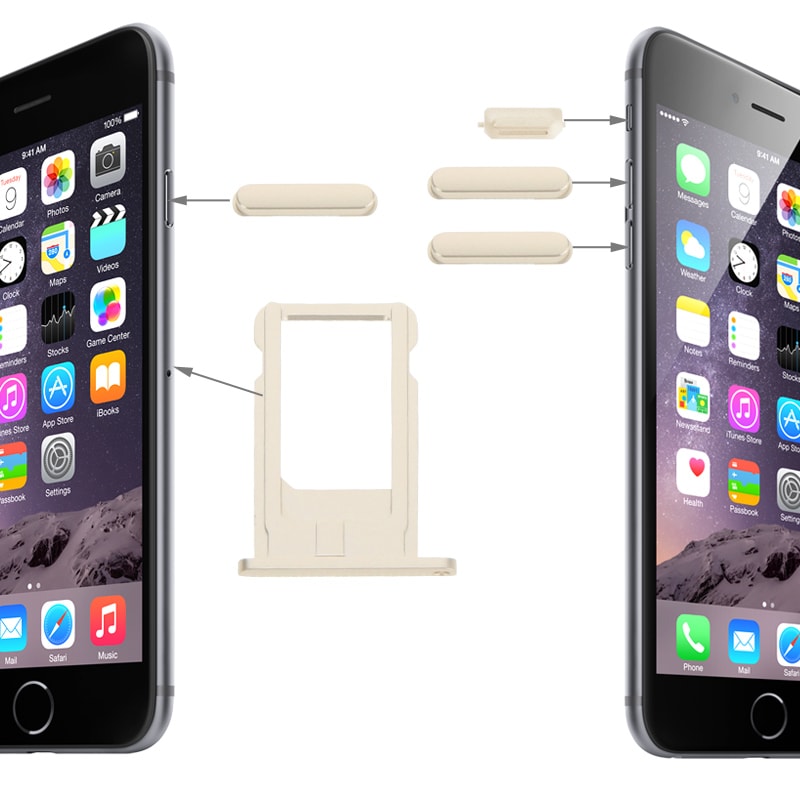 iPhone 6 Simkortshållare / Volymknappar / Strömknapp / Ljudlös - Guld