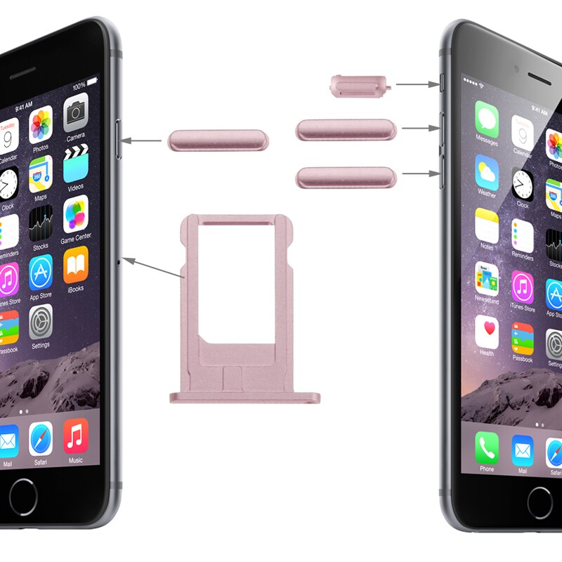 iPhone 6 Plus Simkortshållare / Volymknappar / Ljudlös / Strömknapp - Rosa