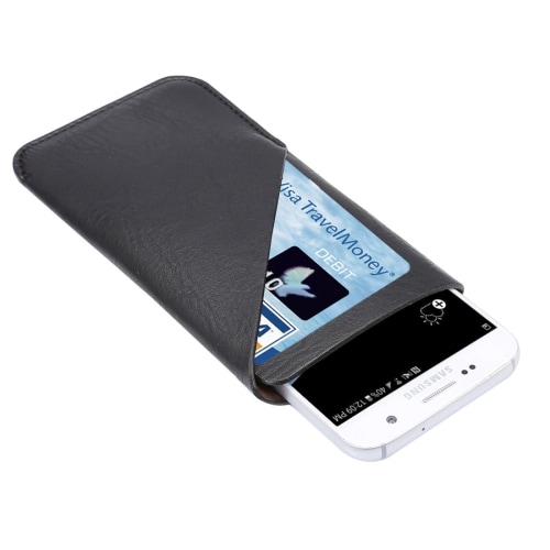 Slip-In fodral med kortuttag för normalstora mobiltelefoner - iPhone / Samsung