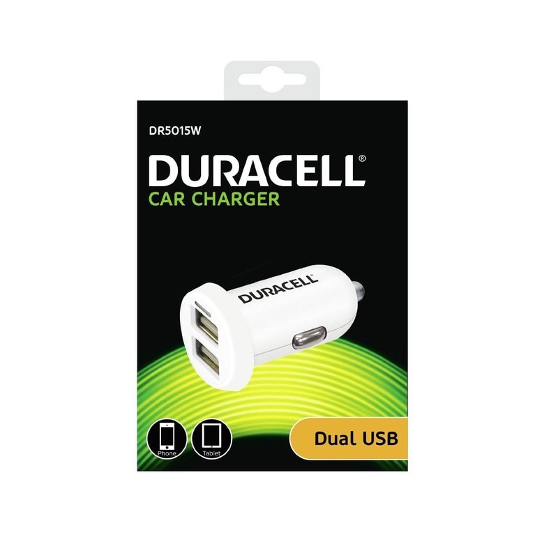 Duracell Dual Billaddare USB 3,4A Vit