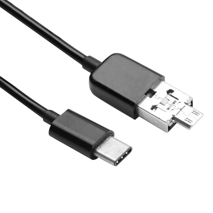 USB Kabel 3.1 Typ-C - USB 2.0 + Micro USB kabel - Utdragbar