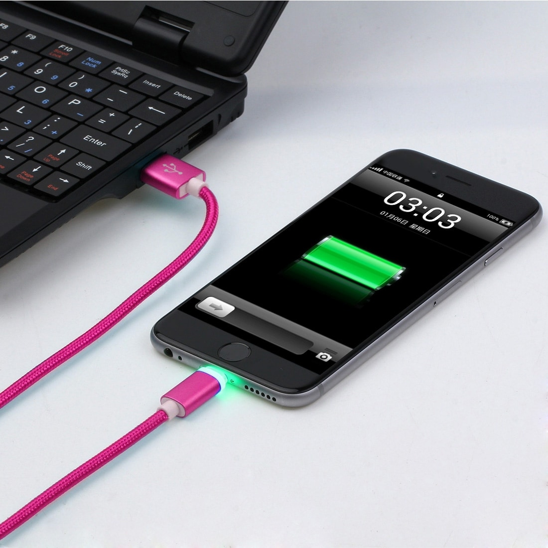 Stryktålig tygbeklädd Usbkabel iPhone 5/6/7 med metallhuvud - Storpack 8st i olika färger