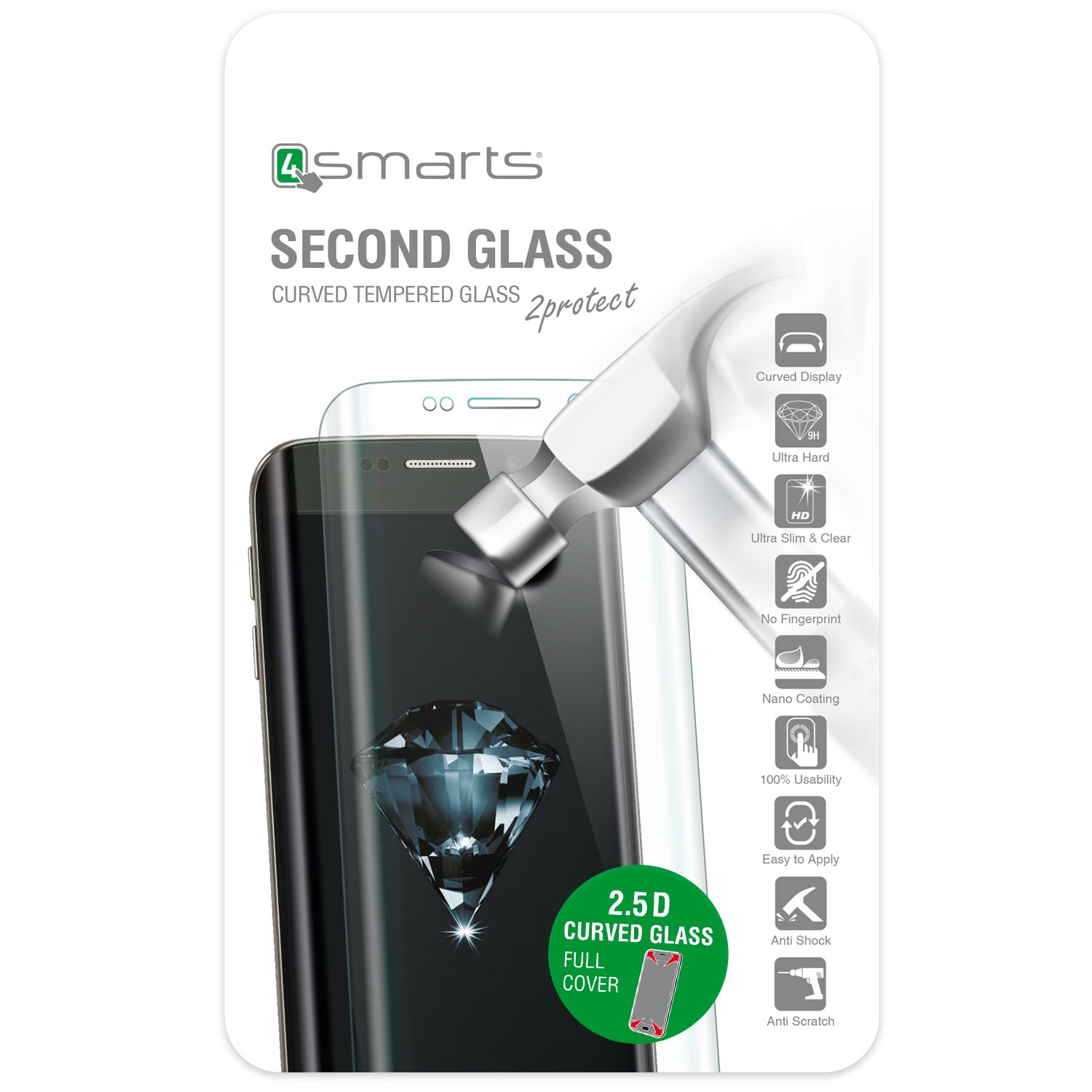 4smarts Second Glass Curved 2.5D till iPhone 6/6s Plus - Vit