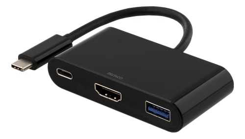 DELTACO USB-C till HDMI och USB Typ A adapter