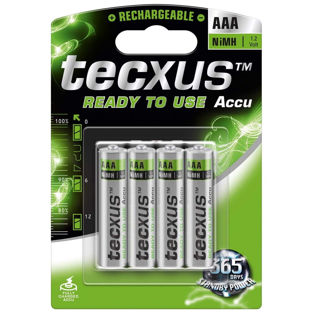 Tecxus AAA Uppladdningsbart Batteri - 800 mAh  4-pack