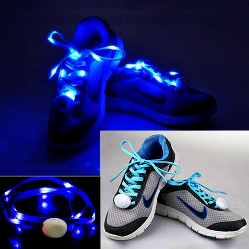 Blå LED lysande skosnören - 1Par