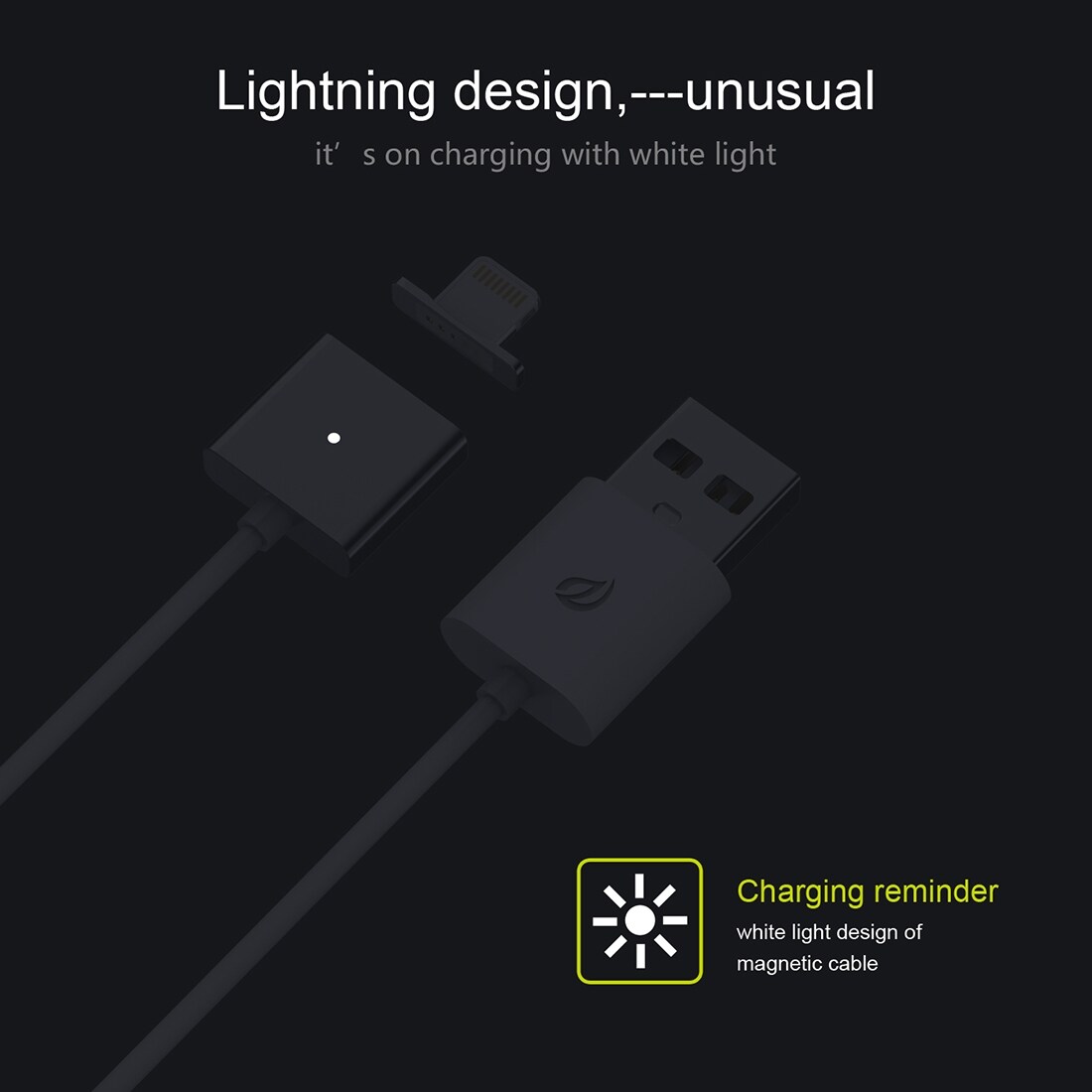 Unik Magnetisk iPhone laddkabel med LED indikator belysning