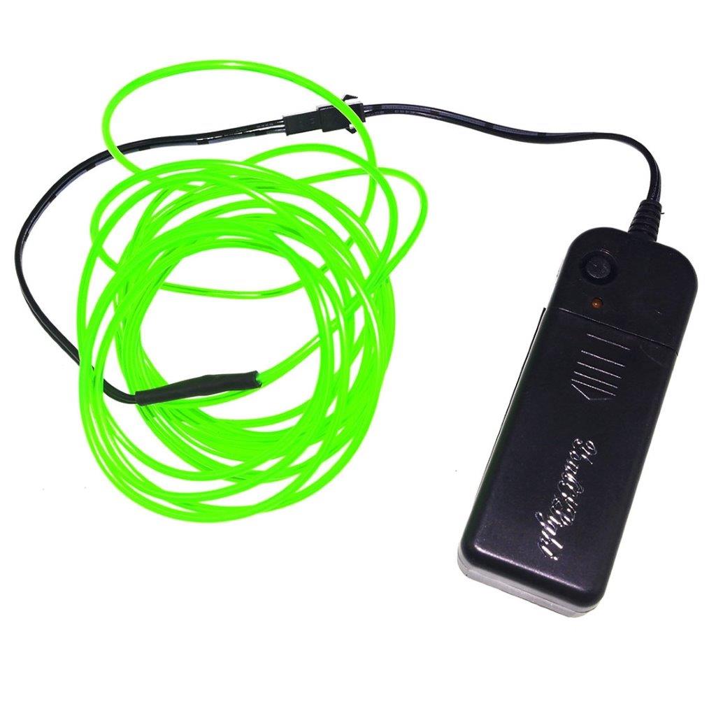 Batteridriven Neon LED slinga för Disco / Bilen / hemdekoration - 3meter Grön