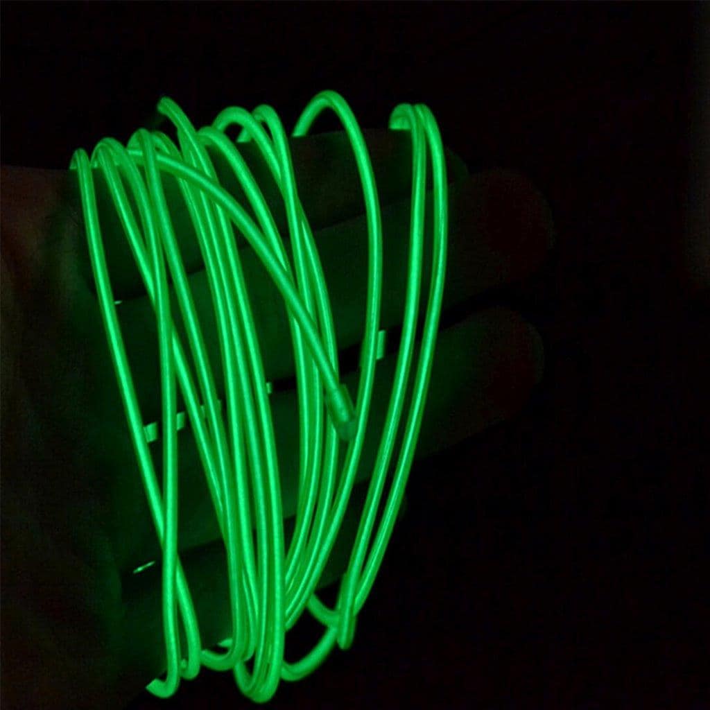 Batteridriven Neon LED slinga för Disco / Bilen / hemdekoration - 3meter Grön