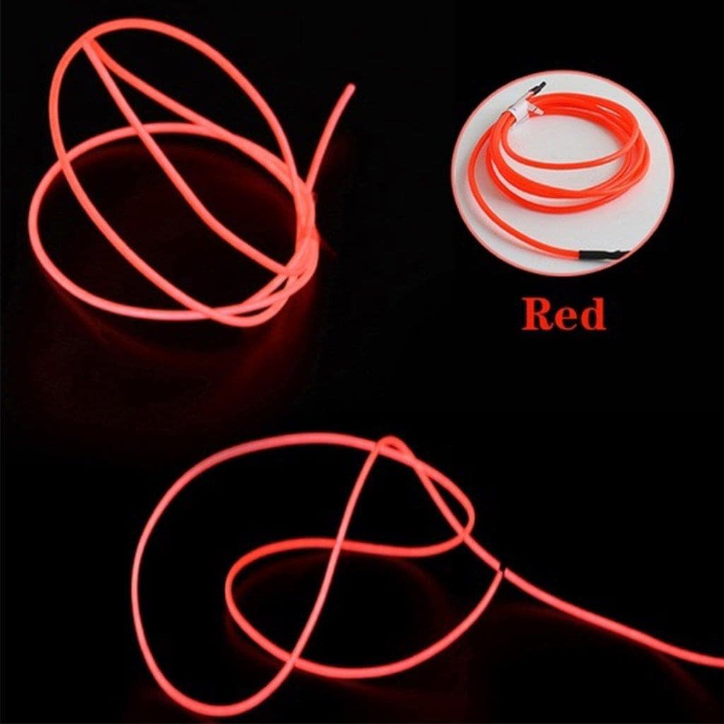 Batteridriven Neon LED slinga för Disco / Bilen / hemdekoration - 3meter röd