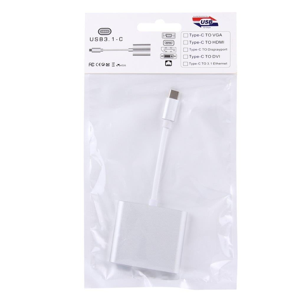 Adapter USB 3.1 Typ-C hane till USB-C, HDMI & USB 3.0 hona – stöd för 4K-upplösning