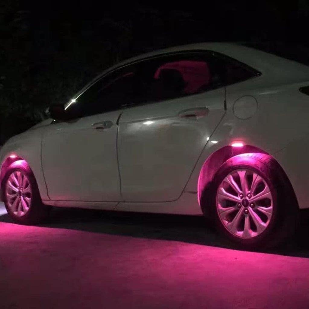 LED Bilhjulsbelysning 4st 3 Mode - Rosa ljus