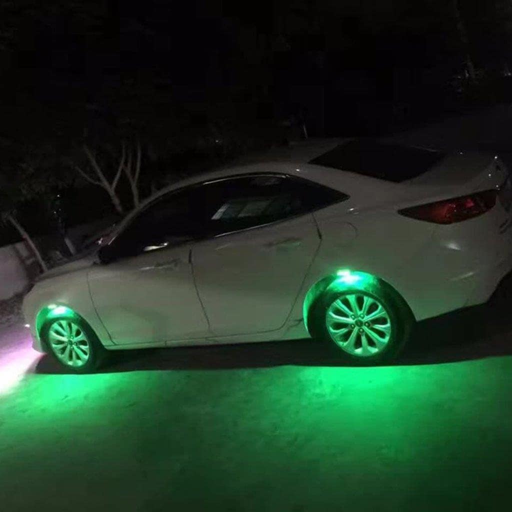 LED Hjulhusbelysning 4st 3 Mode - Grönt ljus