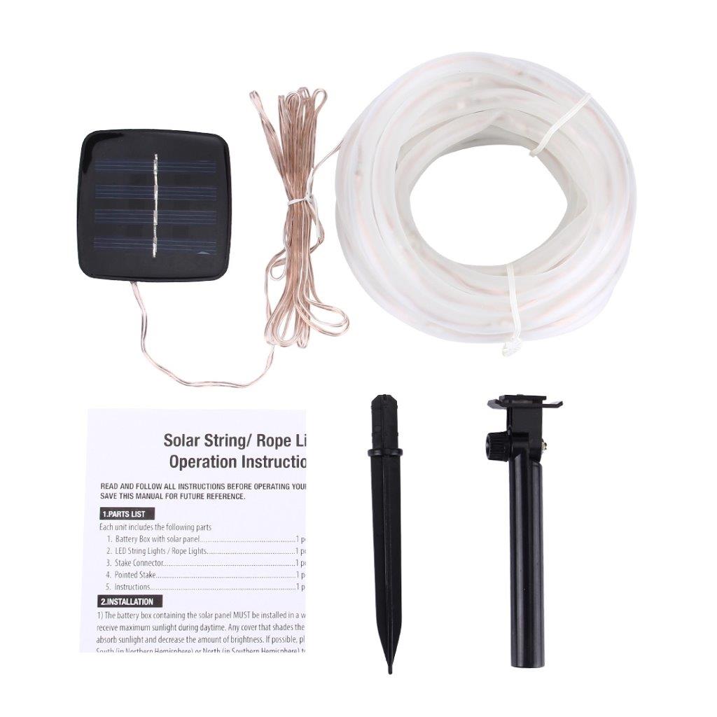 Vit LED slinga 5meter - Solcellsbelysning & vattentät