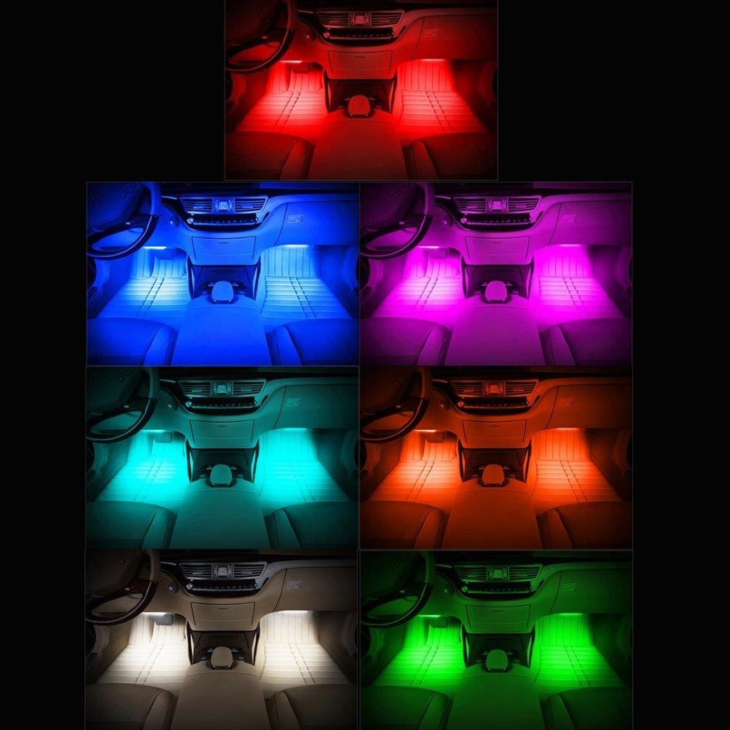 4-i-1 LED-belysning till Bilgolv (RGB Neon) - Ljud- & fjärrkontroll