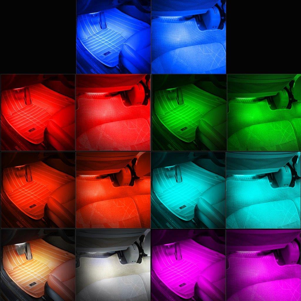 Belysning bilgolv 36st LED 4i1 RGB Neon - Fjärr