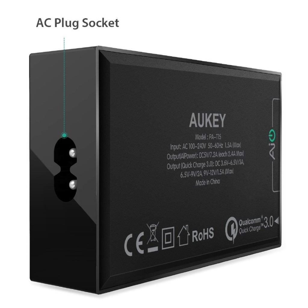 AUKEY PA-T15 5-Port USB väggladdare Quick Charge 3.0