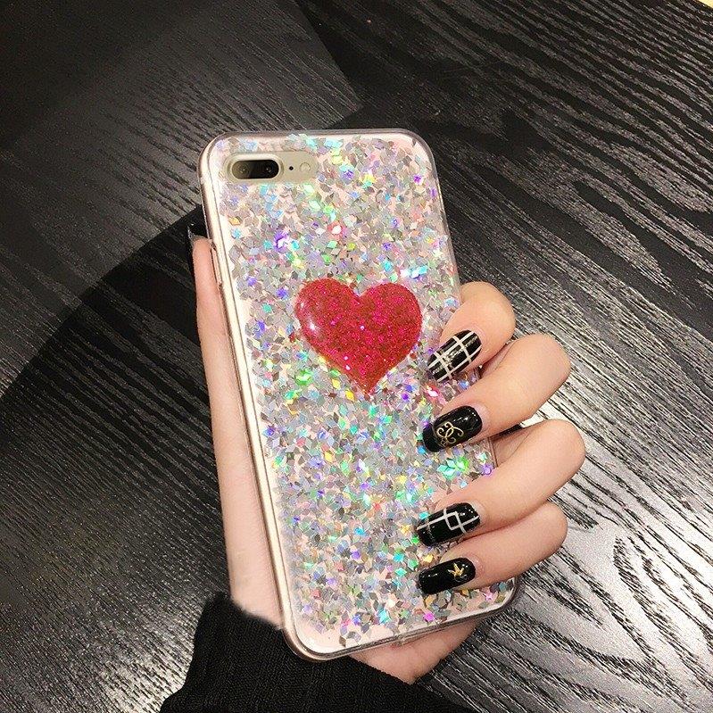 Glitterskal hjärta iPhone 8 Plus / 7 Plus