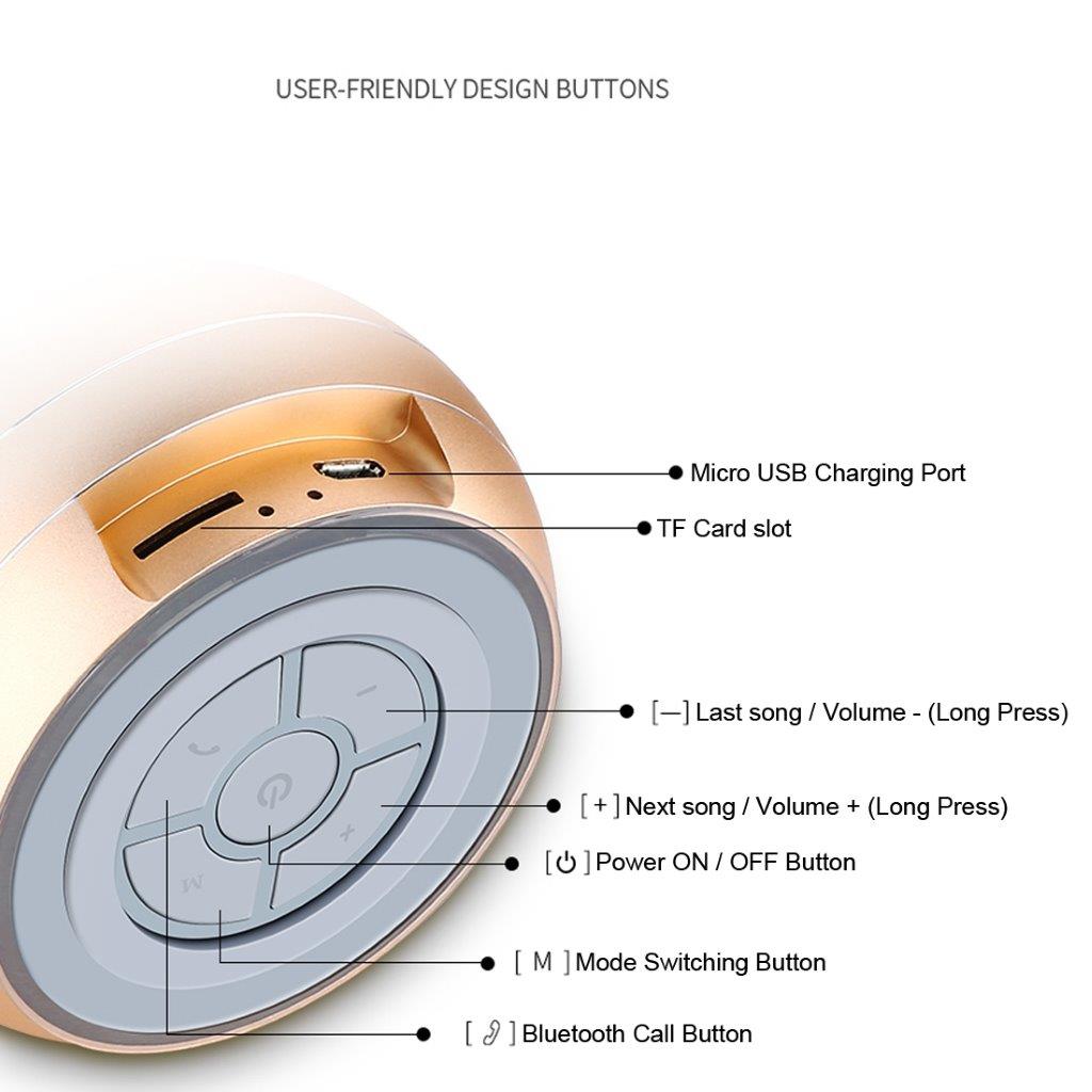 Trådlös Bluetooth högtalare i metall med belysning