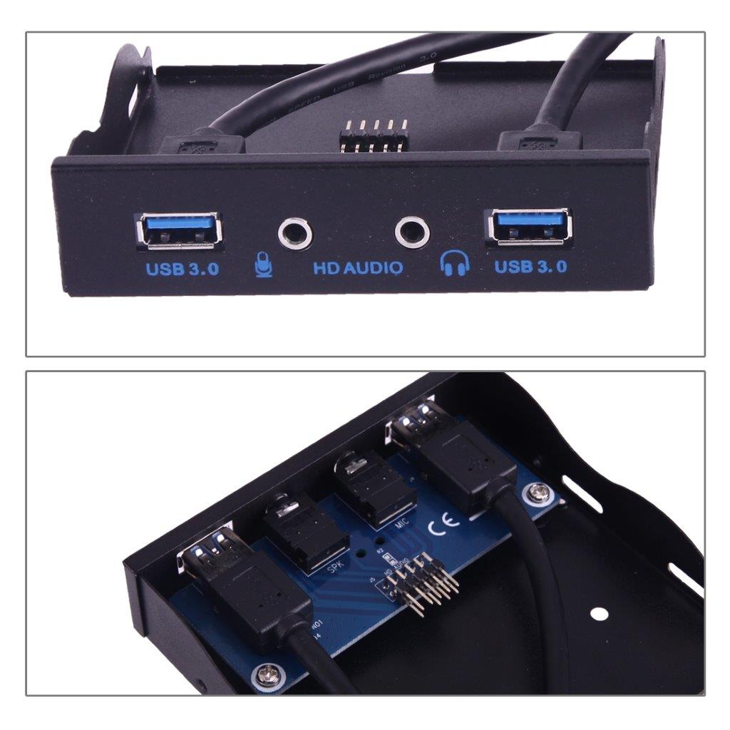 4 Ports USB 3.0 2-Ports + HD Ljud 3.5mm Front Panel