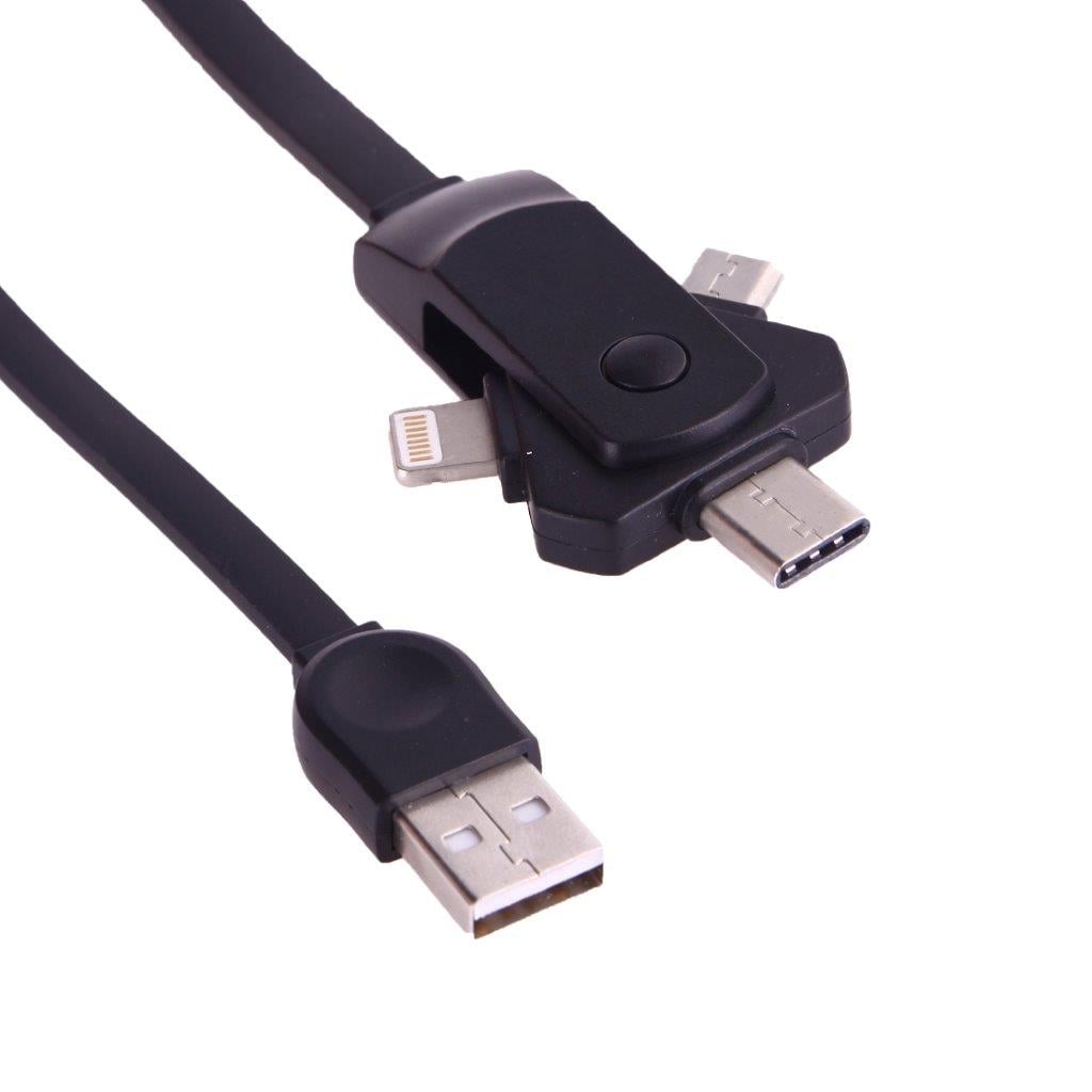 Usb-kabel 3i1 - Typ C & iPhone & Android Micro-usb anslutning