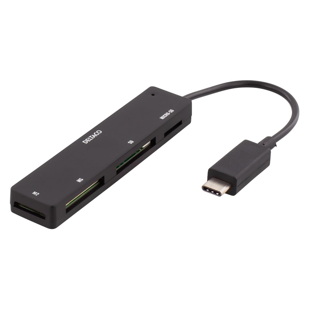 USB 2.0 minneskortläsare för  SD, Micro-SD, M2 och MemoryStick