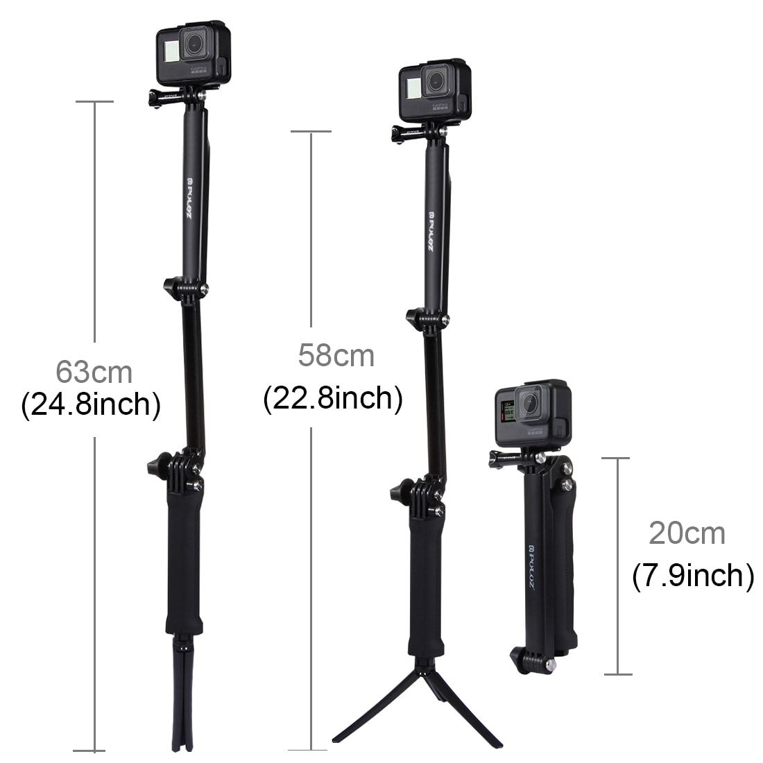 3-vägs selfie stick och stativ för GoPro HERO